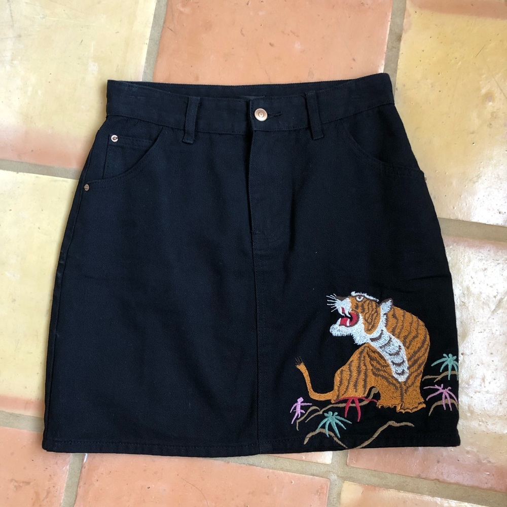 Gigi Embroidered Detail Denim Skirt main image 0